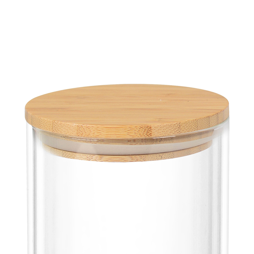 Fotografia para o produto Porta mantimento redondo em vidro borossilicato com tampa de bambu 800ml Ø10xA12,5cm