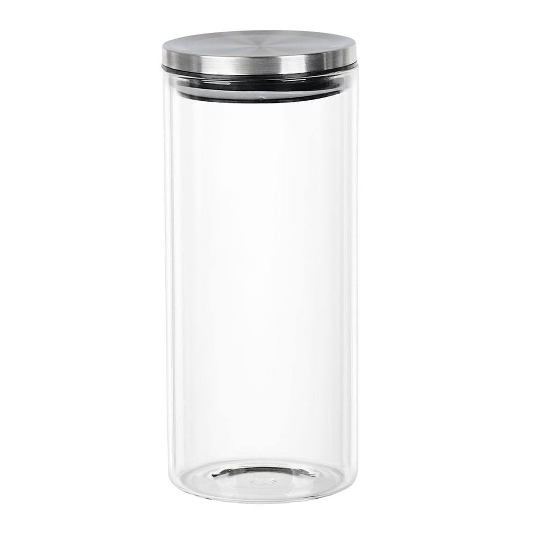 Fotografia para o produto Porta mantimento redondo em vidro borossilicato com tampa de metal prata 1,4L Ø10xA22cm