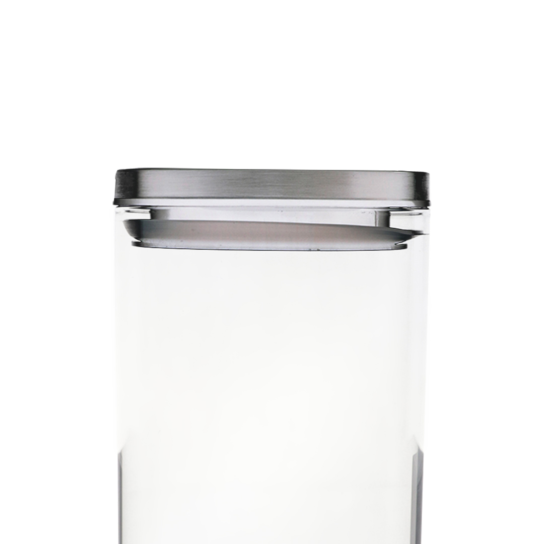 Fotografia para o produto Porta mantimento redondo em vidro borossilicato com tampa de metal prata 1,4L Ø10xA22cm