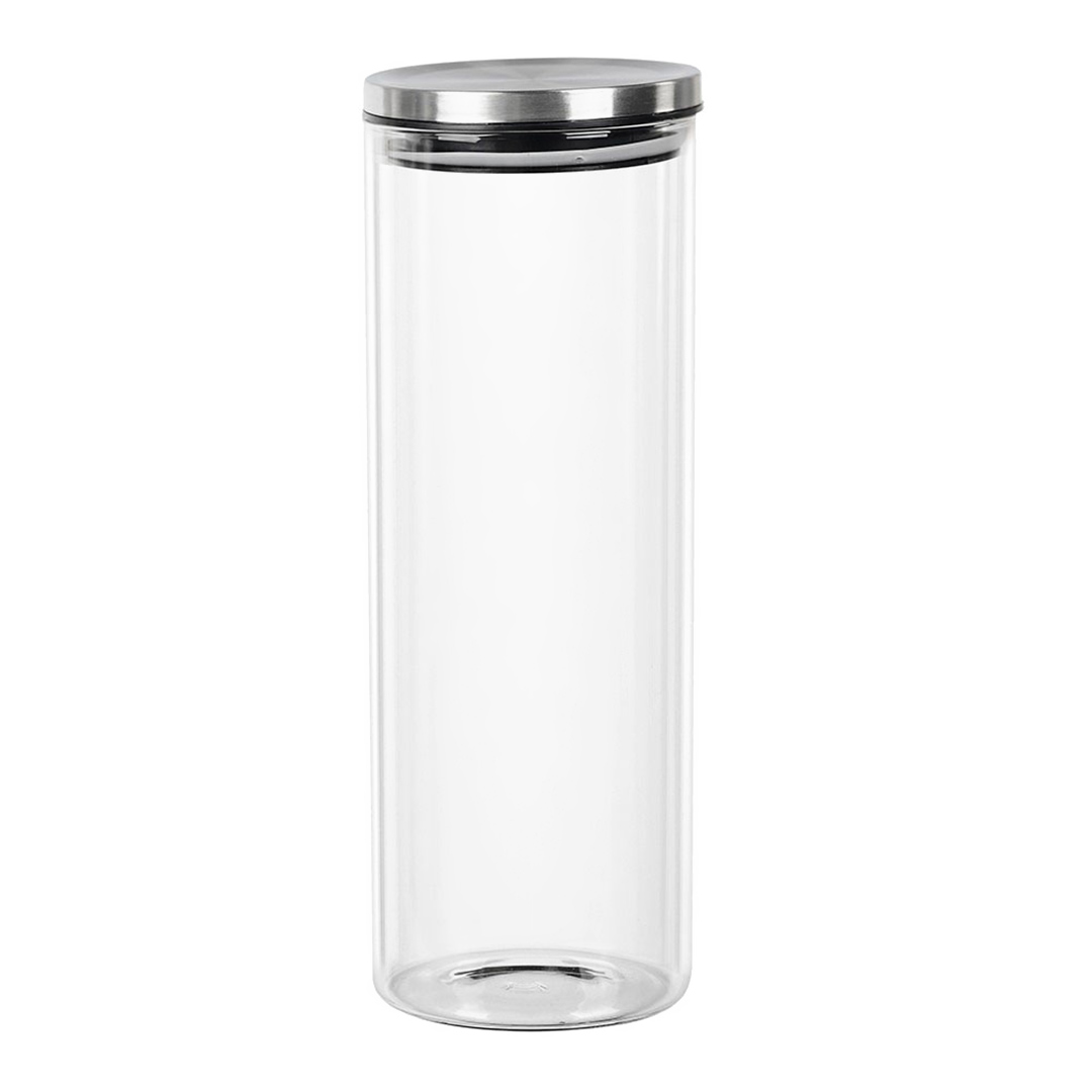 Fotografia para o produto Porta mantimento redondo em vidro borossilicato com tampa de metal prata 1,8L Ø10xA27,5cm