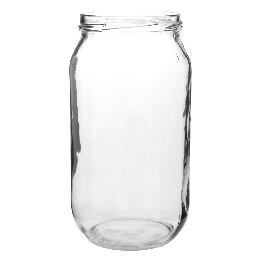 Fotografia para o produto Porta mantimento redondo em vidro com tampa em plástico cor cinza 1L Ø10xA20cm