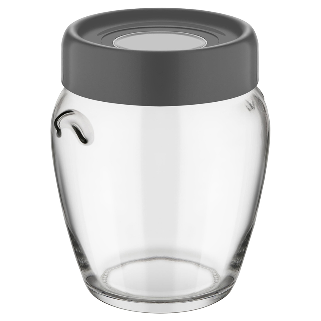 Fotografia para o produto Porta mantimento redondo em vidro com tampa em plástico cor cinza 580ml Ø10xA12cm Fotografia para o produto Porta mantimento redondo em vidro com tampa em plástico cor cinza 580ml Ø10xA12cm
