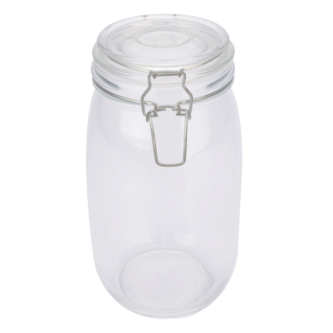 Fotografia para o produto Porta mantimento redondo em vidro liso com tampa e trava 1,5L Ø10,5xA21,5cm Fotografia para o produto Porta mantimento redondo em vidro liso com tampa e trava 1,5L Ø10,5xA21,5cm