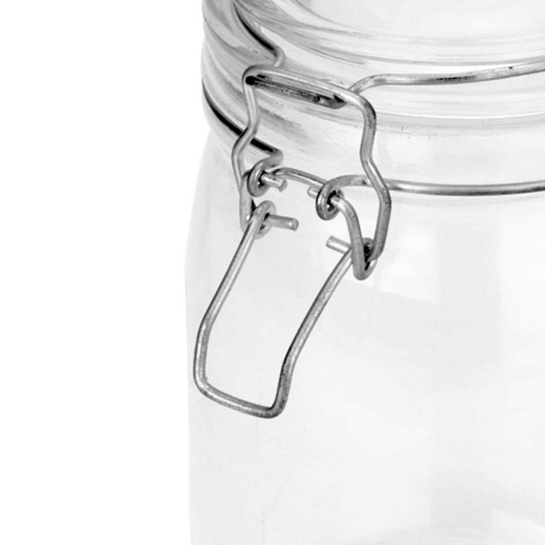 Fotografia para o produto Porta mantimento redondo em vidro liso com tampa e trava 1L Ø10,5xA17cm