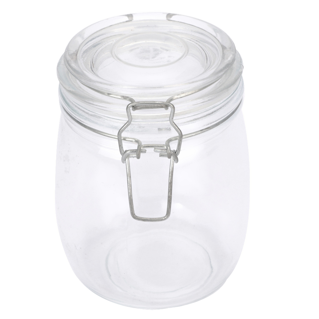 Fotografia para o produto Porta mantimento redondo em vidro liso com tampa e trava 750ml Ø10,5xA14cm Fotografia para o produto Porta mantimento redondo em vidro liso com tampa e trava 750ml Ø10,5xA14cm