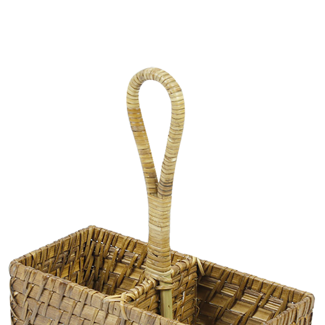 Fotografia para o produto Porta talheres com alça em bambu e rattan L20xP20xA10cm