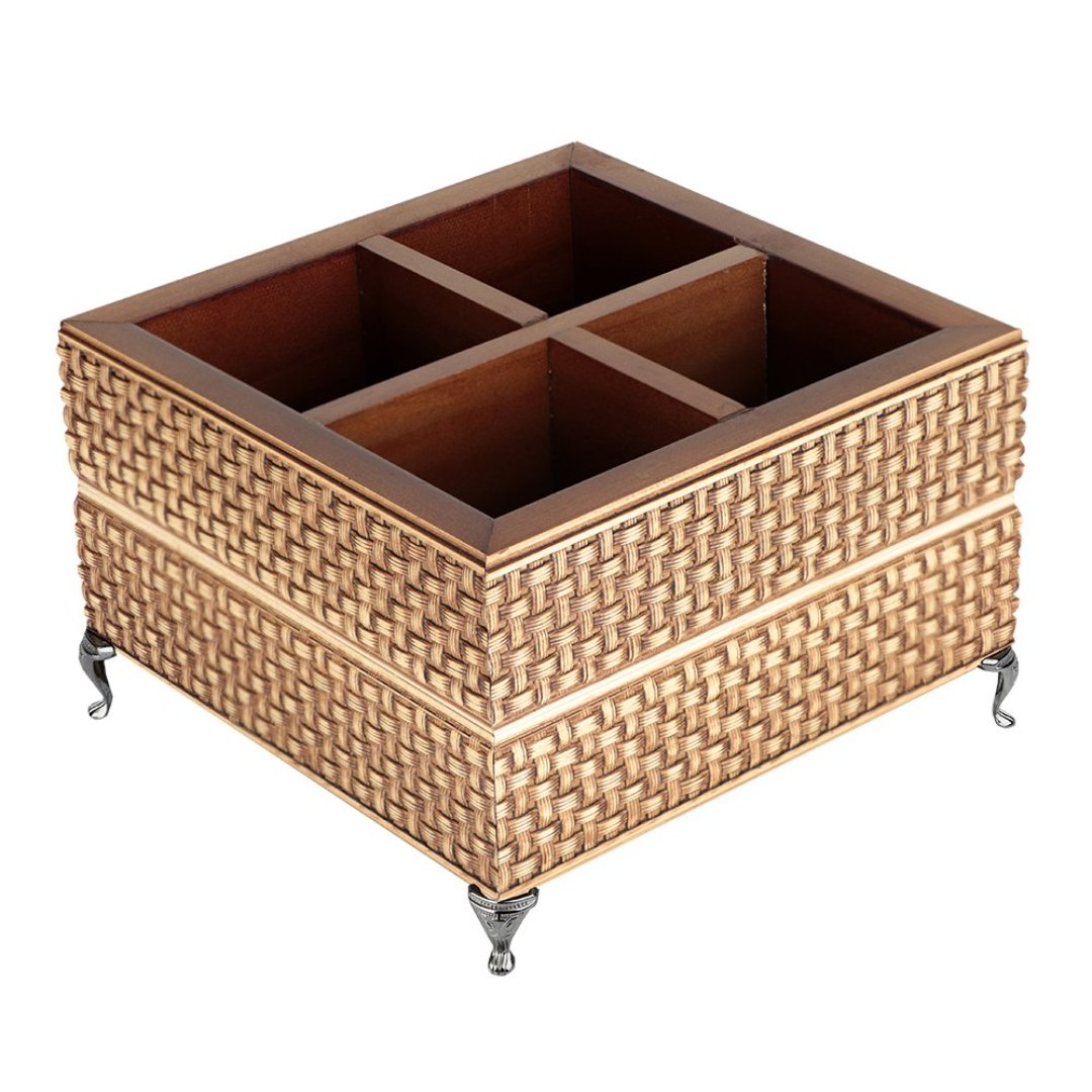 Fotografia para o produto Porta talheres de madeira com pé L17,5xP17,5xA12cm cor marrom