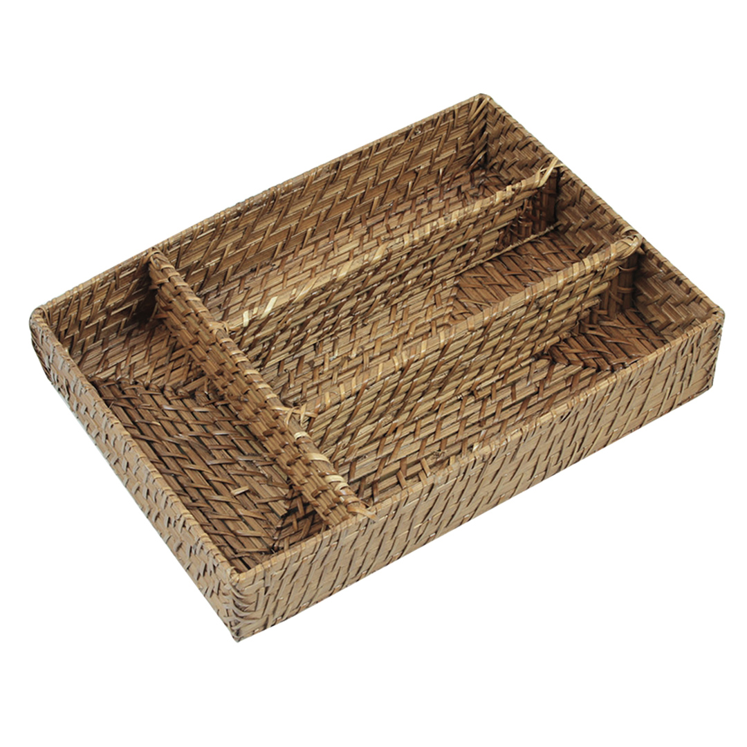 Imagem ilustrativa para Porta talheres em bambu e rattan L34xP24xA6cm