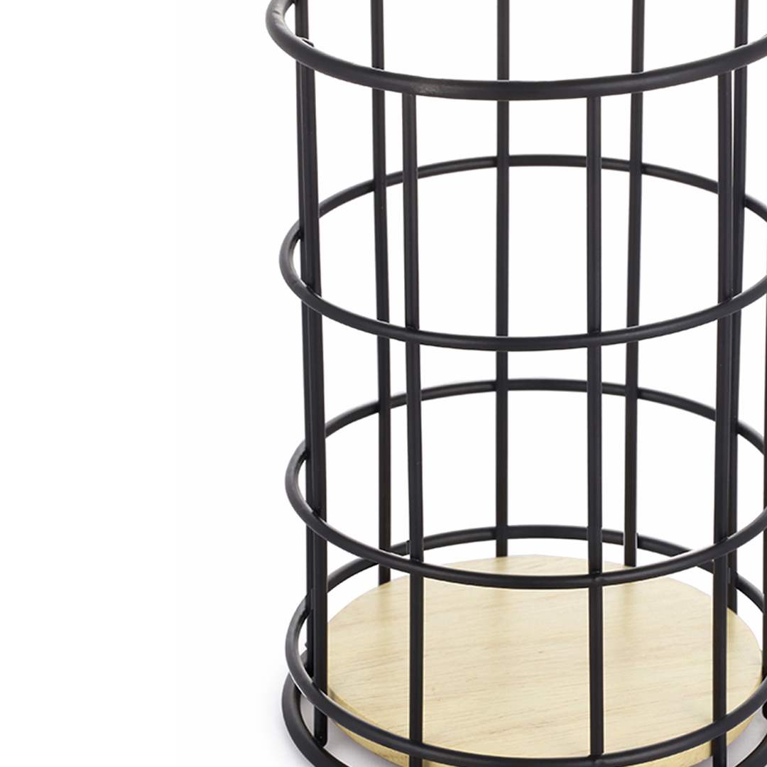 Fotografia para o produto Porta talheres em metal com base de madeira Ø11,2xA17cm