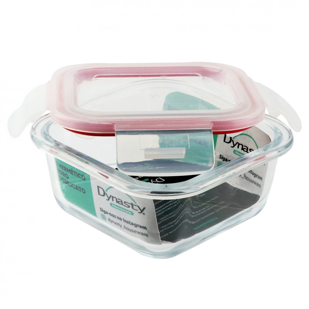 Fotografia para o produto Pote hermético quadrado em vidro borossilicato com tampa 320ml L12xP12xA5,8cm