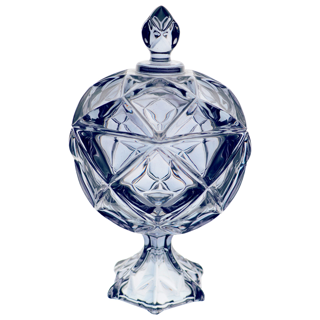 Imagem ilustrativa para Potiche em cristal com pé Ø17xA27cm cor azul escuro