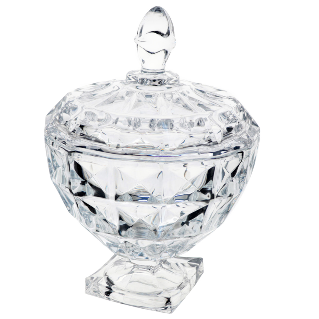 Fotografia para o produto Potiche com pé em cristal Ø17,5xA25cm Fotografia para o produto Potiche com pé em cristal Ø17,5xA25cm