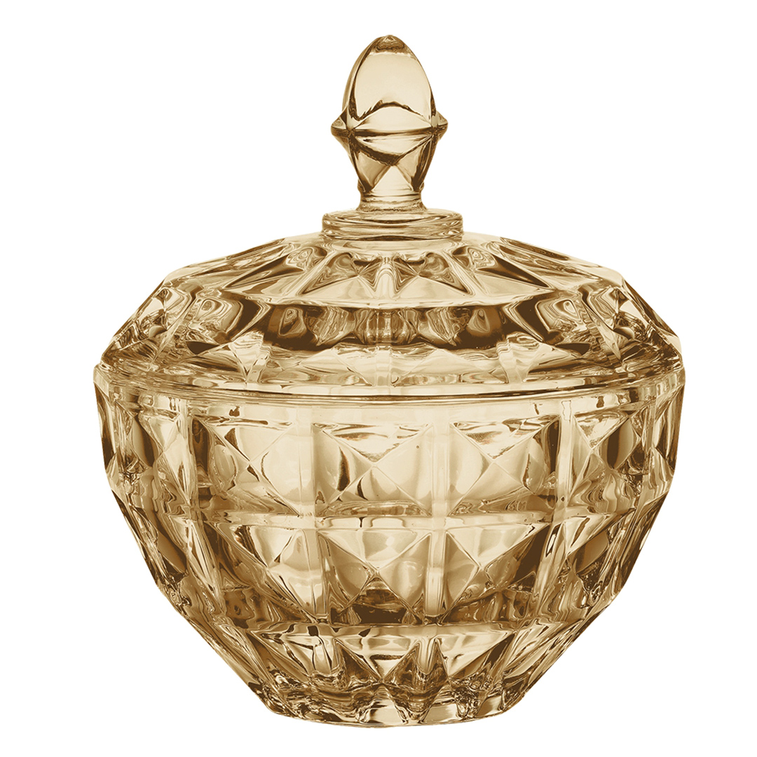 Fotografia para o produto Potiche em cristal Ø17,5xA19,5cm cor âmbar Fotografia para o produto Potiche em cristal Ø17,5xA19,5cm cor âmbar