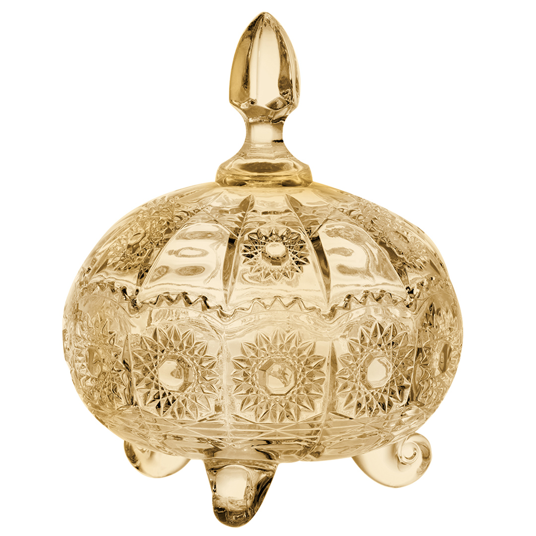 Fotografia para o produto Potiche em cristal Ø18xA20cm cor âmbar Fotografia para o produto Potiche em cristal Ø18xA20cm cor âmbar