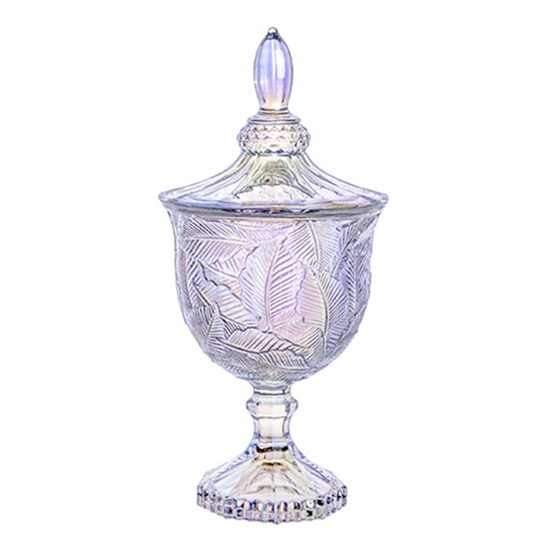 Fotografia para o produto Potiche Folhagem com pé em cristal Ø11xA24,5cm cor furta-cor