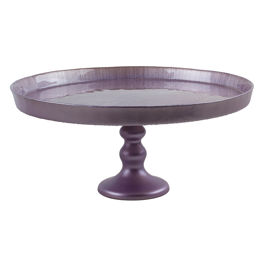 Imagem ilustrativa para Centro de mesa em vidro com pé Ø32xA14cm cor champanhe