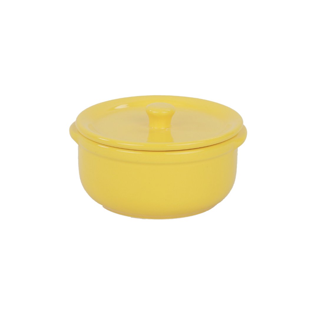 Imagem ilustrativa para Ramequim em cerâmica com tampa 600ml Ø14xA8cm cor amarela