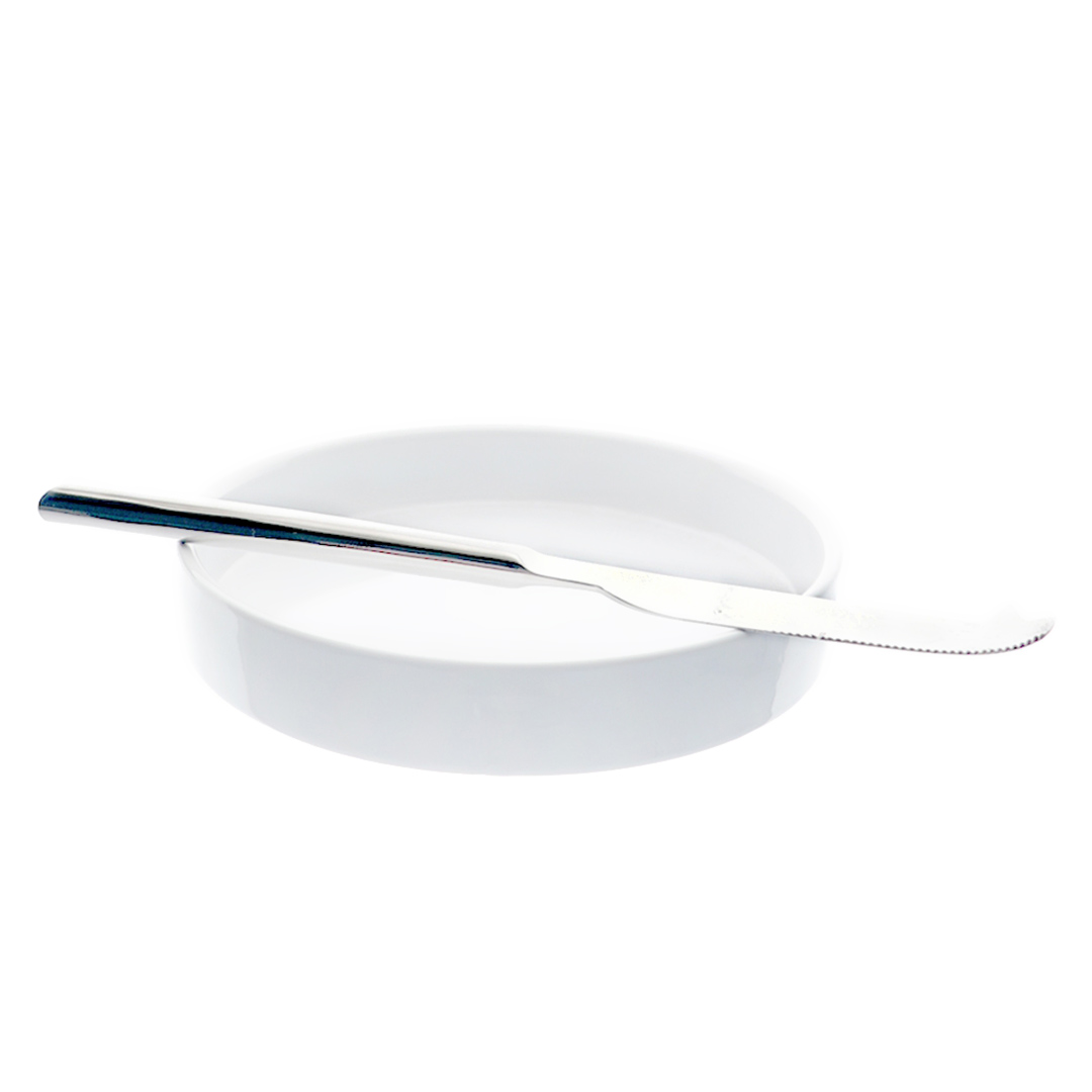 Fotografia para o produto Rechaud para queijo brie com faca em cerâmica Ø16xA11,7cm