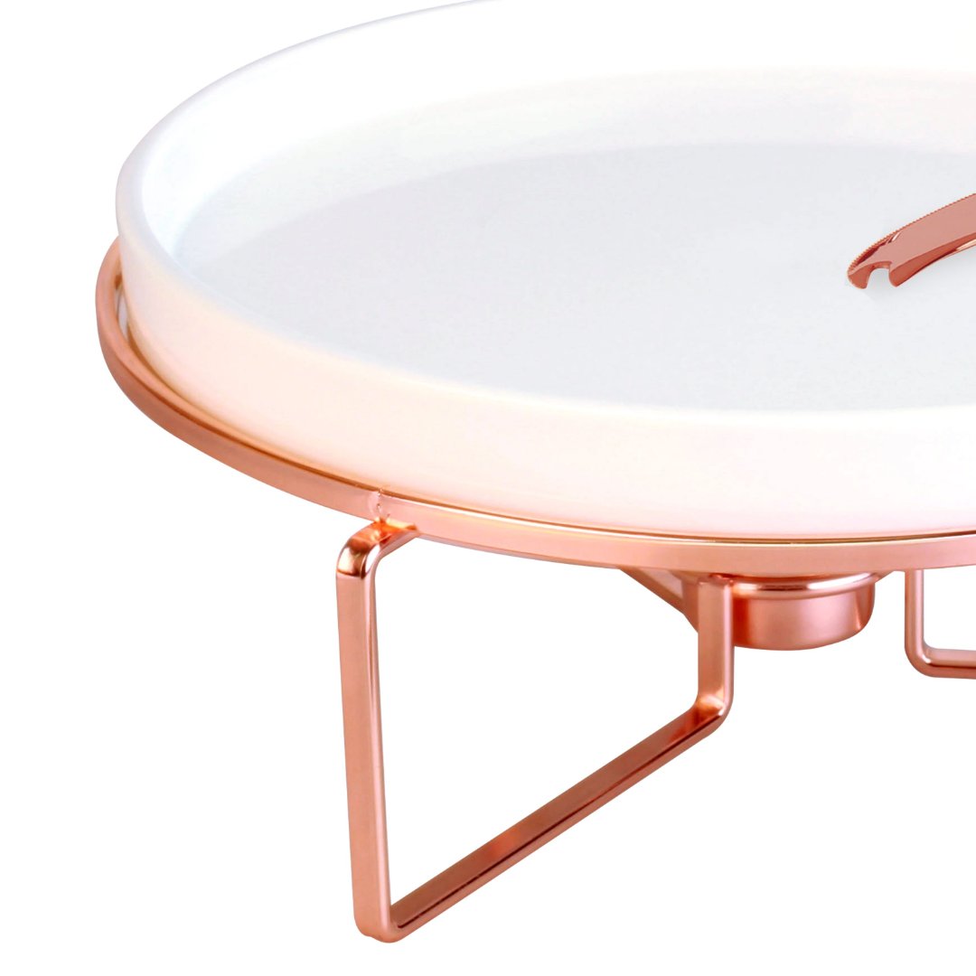 Fotografia para o produto Rechaud para queijo brie em cerâmica com faca em aço inox Ø29xA11,8cm cor rose