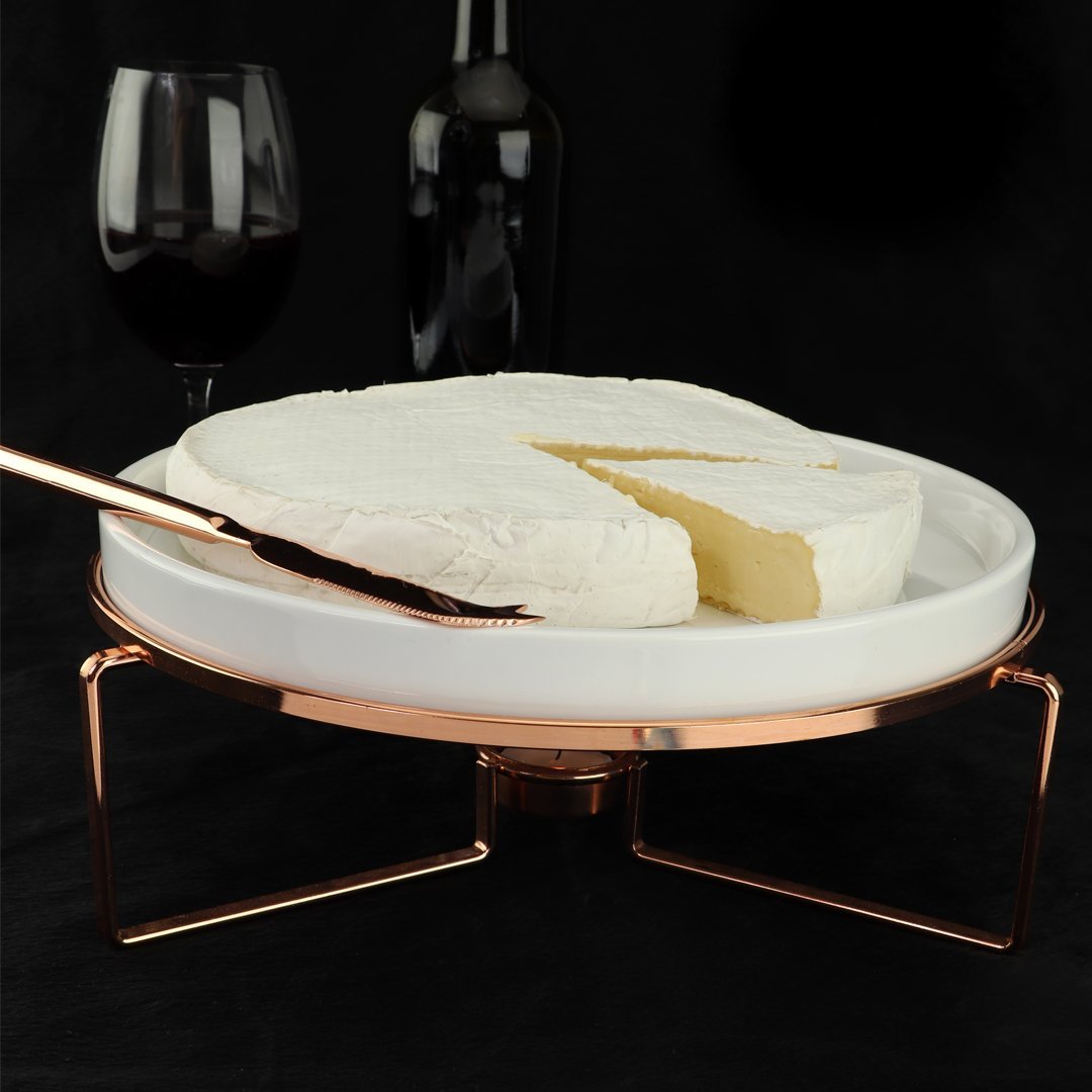 Fotografia para o produto Rechaud para queijo brie em cerâmica com faca em aço inox Ø29xA11,8cm cor rose