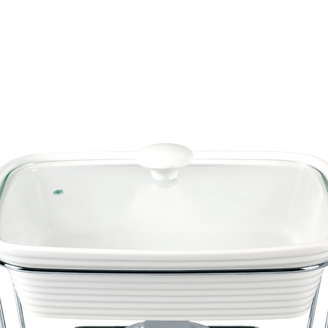 Fotografia para o produto Rechaud retangular em porcelana com queimador L33,5xP26xA23,5cm