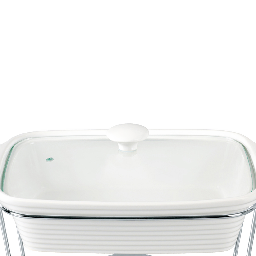 Fotografia para o produto Rechaud retangular em porcelana com queimador L42xP25xA22,5cm