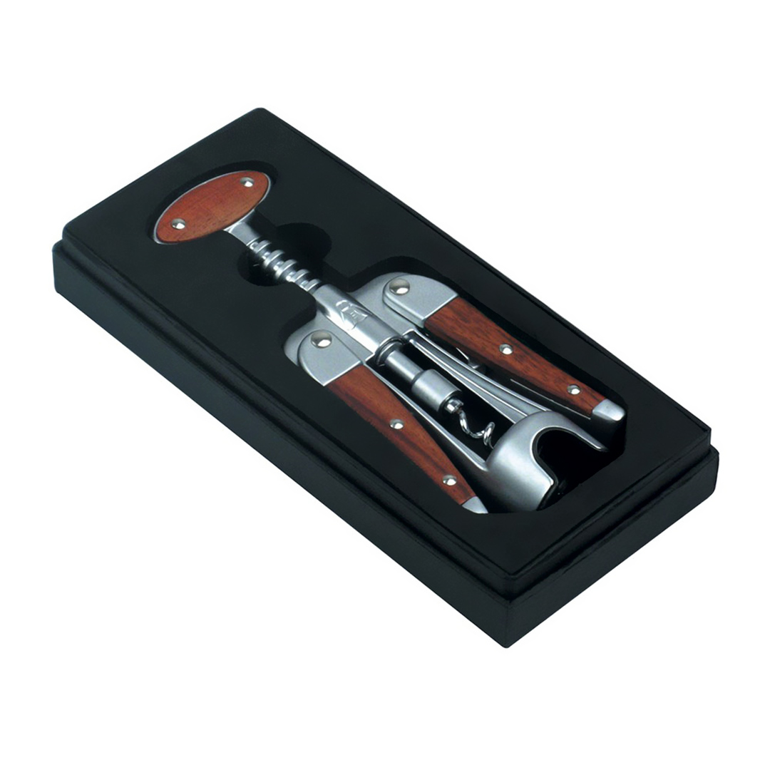 Imagem ilustrativa para Saca-rolhas em aço inox e madeira L7xP4xA18cm