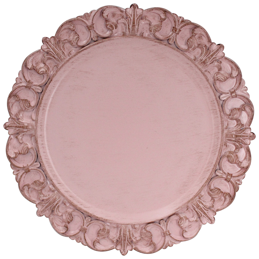 Imagem ilustrativa para Sousplat arabesco em plástico Ø35cm cor rosa