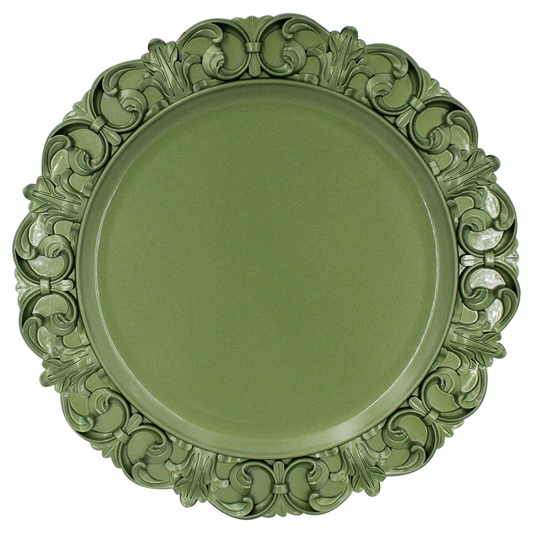 Imagem ilustrativa para Sousplat arabesco em plástico Ø35cm cor verde