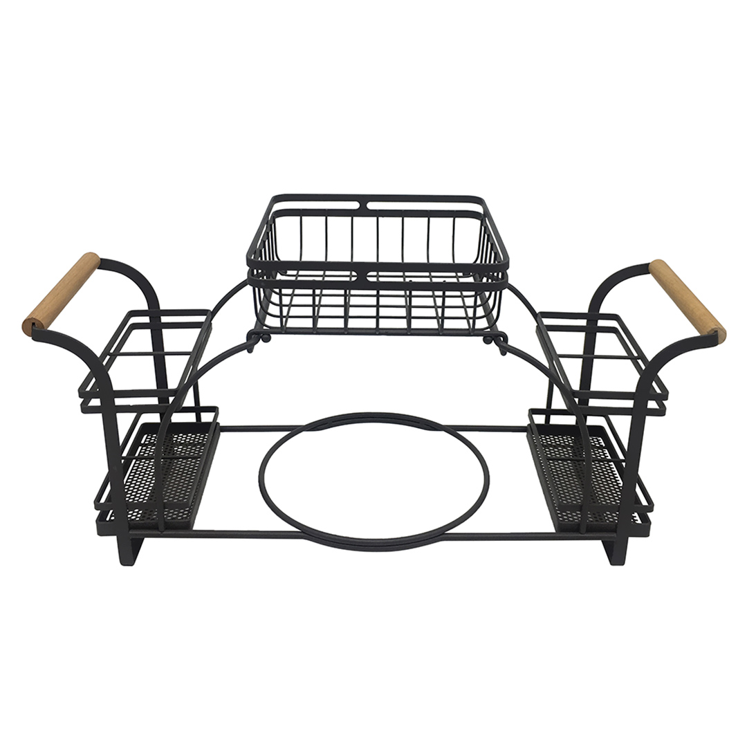 Imagem ilustrativa para Suporte para pratos e talheres em ferro e madeira L49xP19xA25cm cor preta
