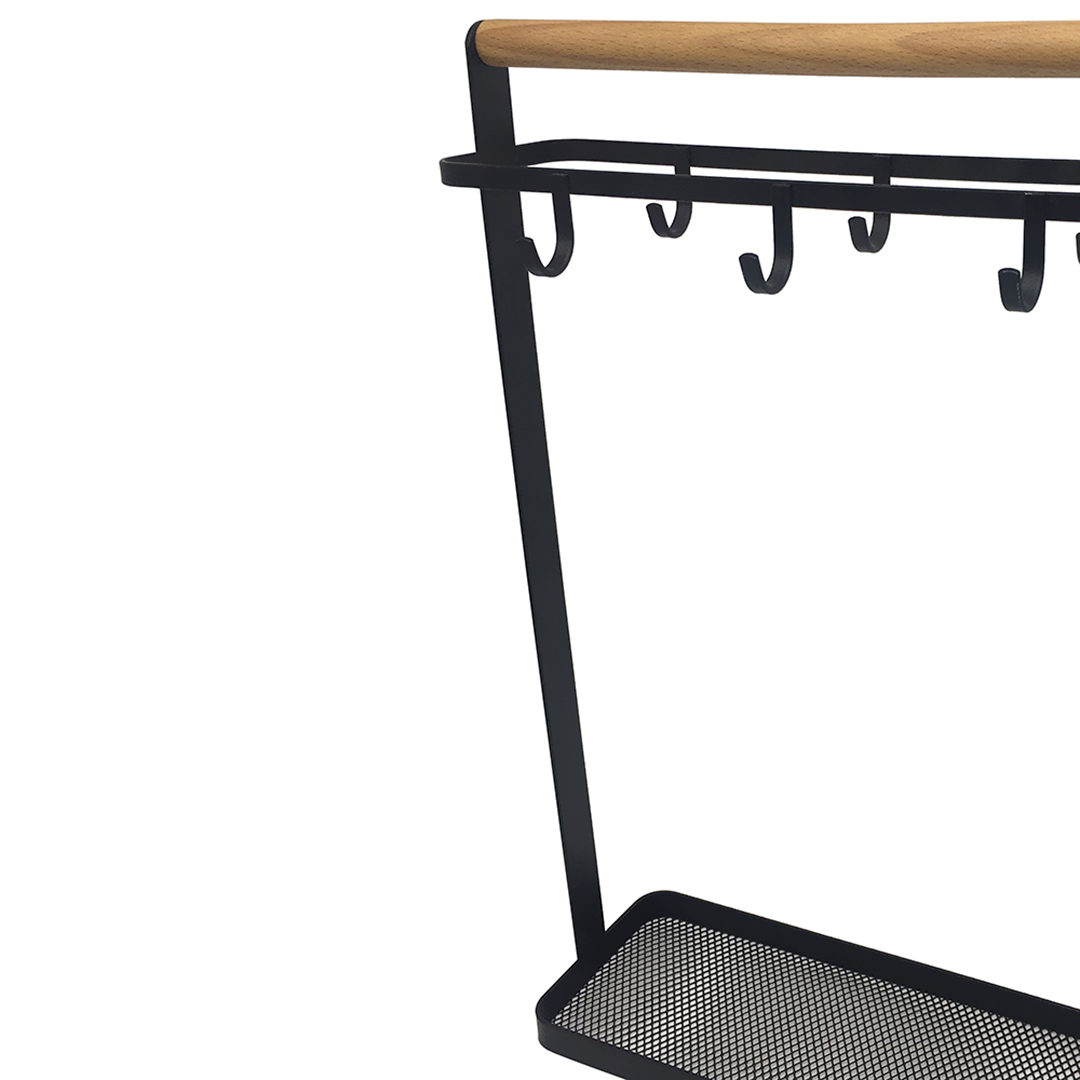 Fotografia para o produto Suporte para talheres e xícaras em ferro e madeira L26,5xP10xA41,5cm