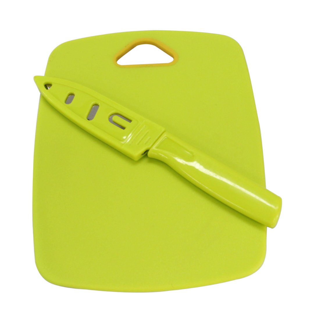 Imagem ilustrativa para Tábua para corte em plástico com faca L20,4xP15,1xA0,4cm cor verde limão