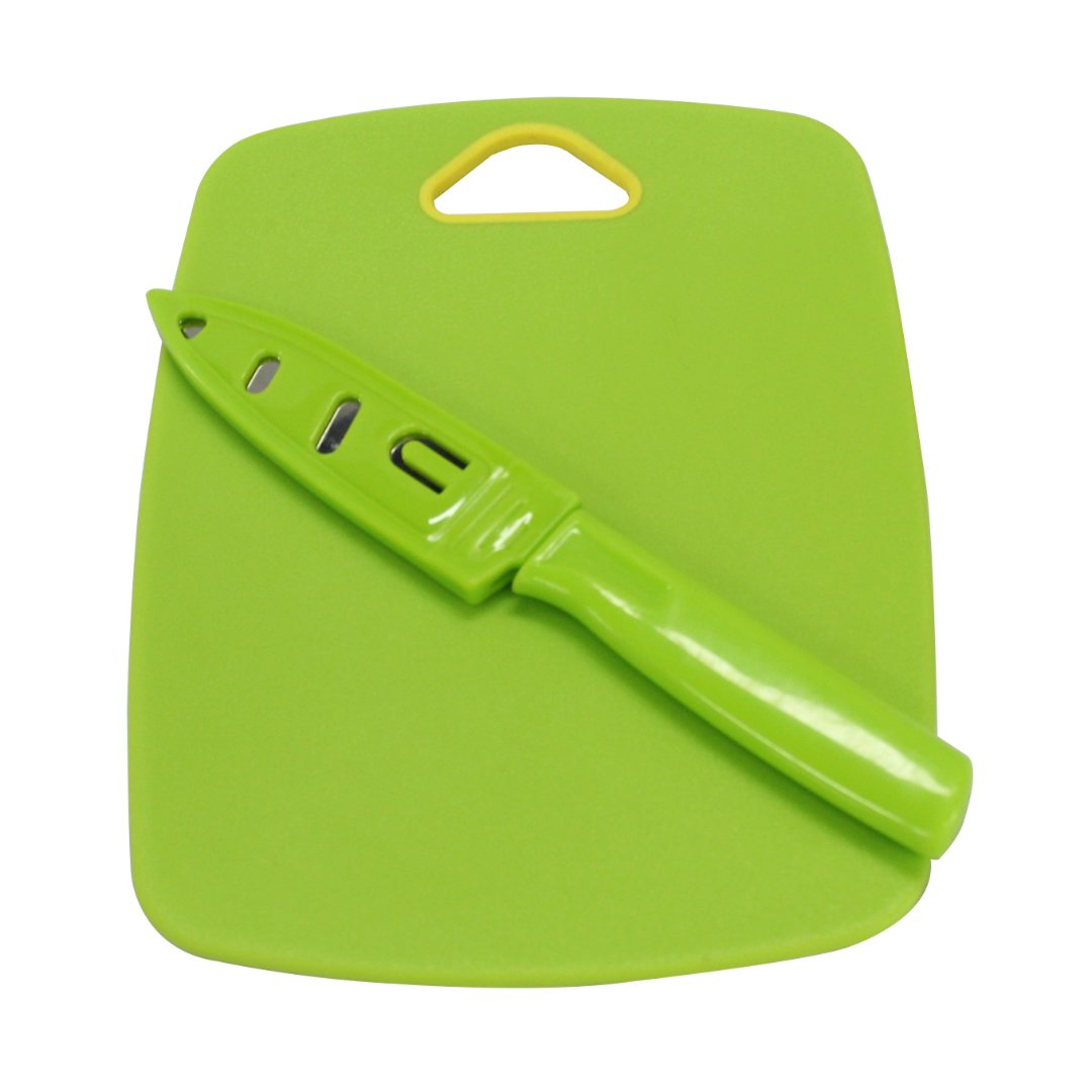 Imagem ilustrativa para Tábua para corte em plástico com faca L20,4xP15,2xA0,4cm cor verde