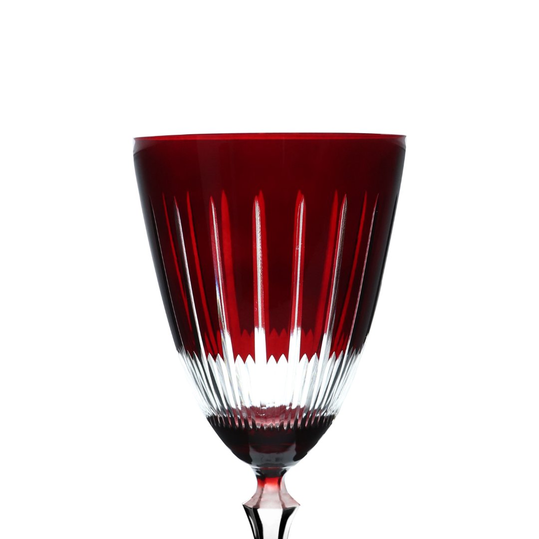 Fotografia para o produto Taça lapidada para água em cristal ecológico 350ml A23cm cor vermelha