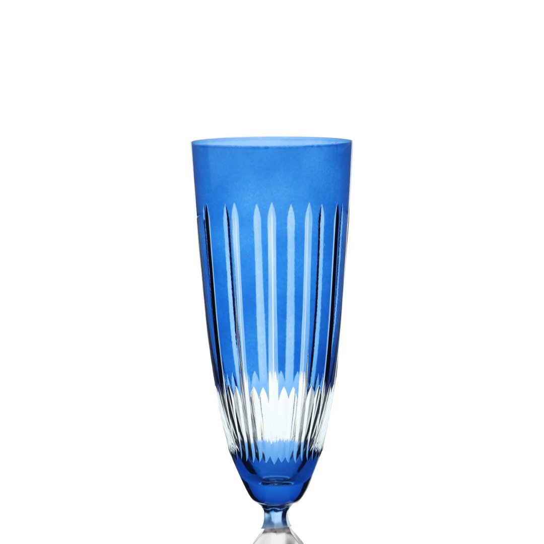 Fotografia para o produto Taça lapidada para champanhe em cristal ecológico 190ml A25cm cor azul