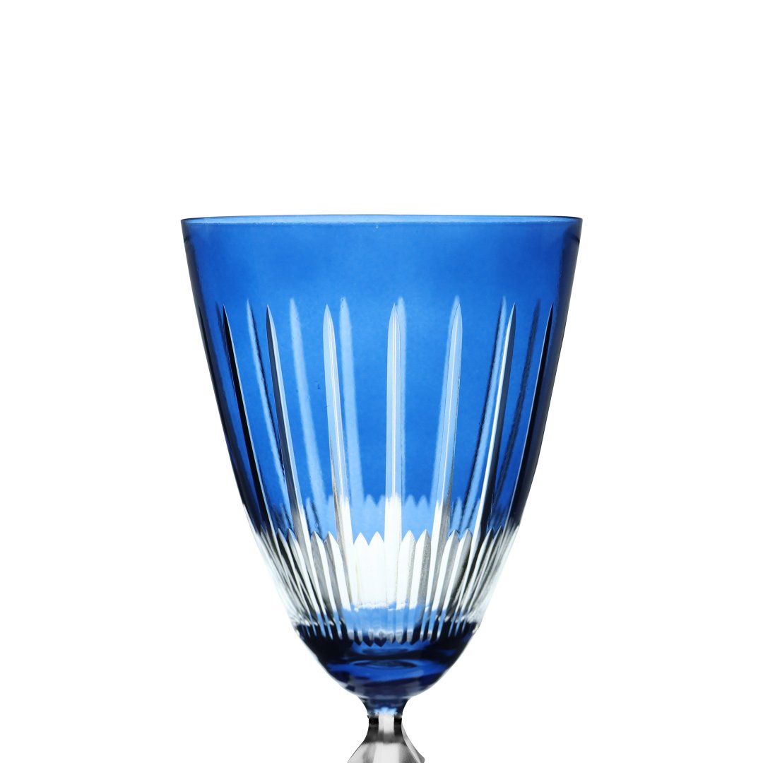 Fotografia para o produto Taça lapidada para vinho tinto em cristal ecológico 250ml A22cm cor azul