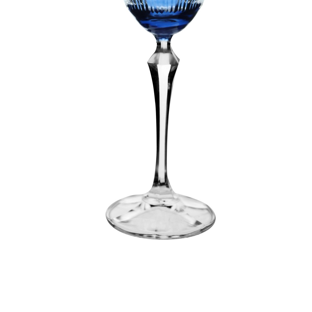 Fotografia para o produto Taça lapidada para vinho tinto em cristal ecológico 250ml A22cm cor azul