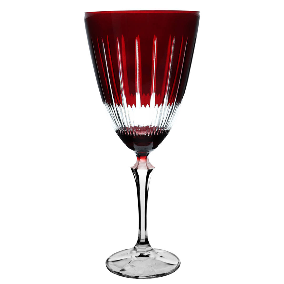 Imagem ilustrativa para Taça para água lapidada em cristal ecológico 350ml A23cm cor vermelha