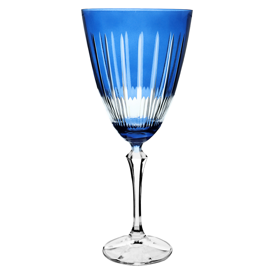Imagem ilustrativa para Taça para água lapidada em cristal ecológico 350ml A23cm cor azul
