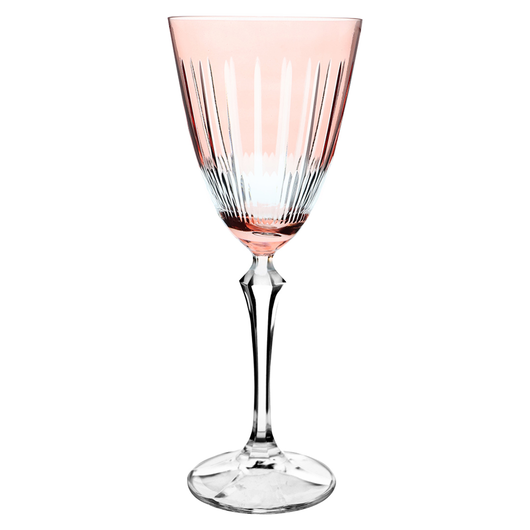Imagem ilustrativa para Taça para água lapidada em cristal ecológico 350ml A23cm cor rosa