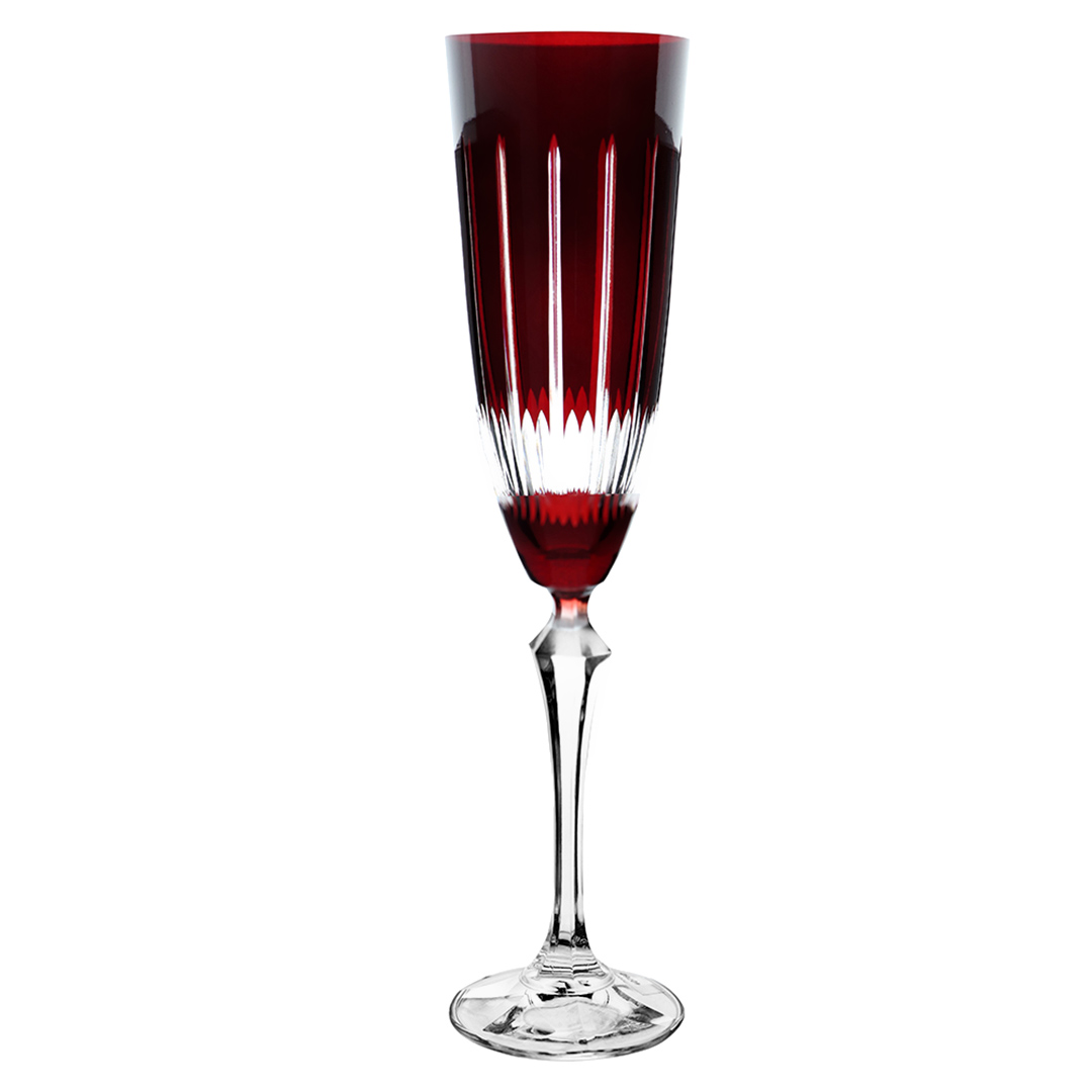 Imagem ilustrativa para Taça para champanhe lapidada em cristal ecológico 200ml A25cm cor vermelha