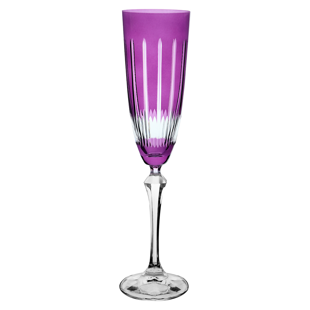 Imagem ilustrativa para Taça para champanhe lapidada em cristal ecológico 200ml A25cm cor violeta