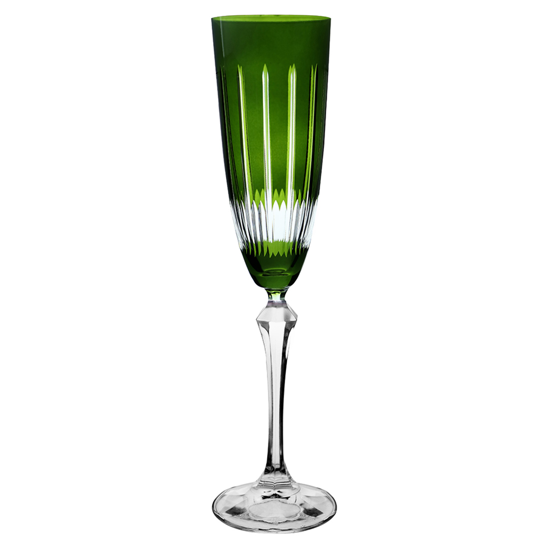 Imagem ilustrativa para Taça para champanhe lapidada em cristal ecológico 200ml A25cm cor verde
