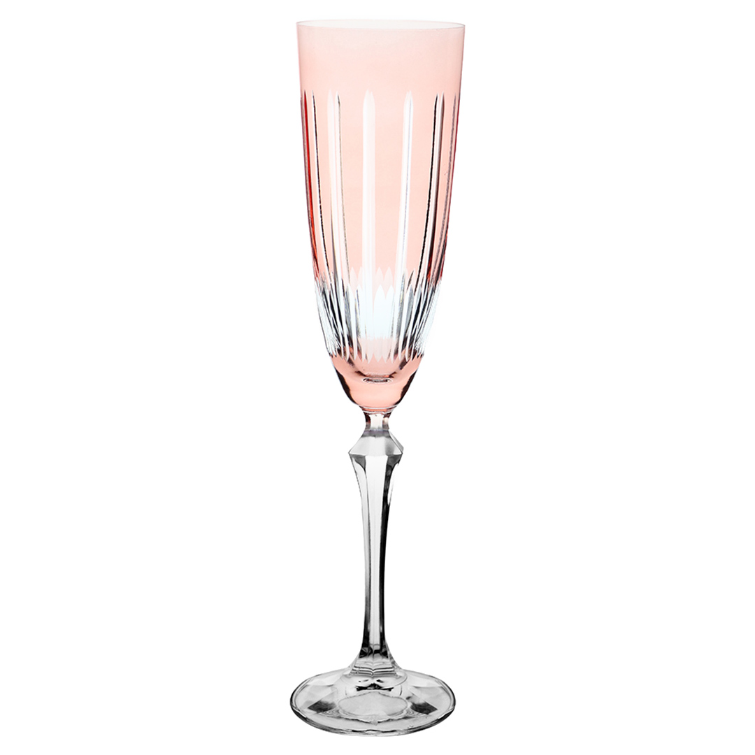 Imagem ilustrativa para Taça para champanhe lapidada em cristal ecológico 200ml A25cm cor rosa