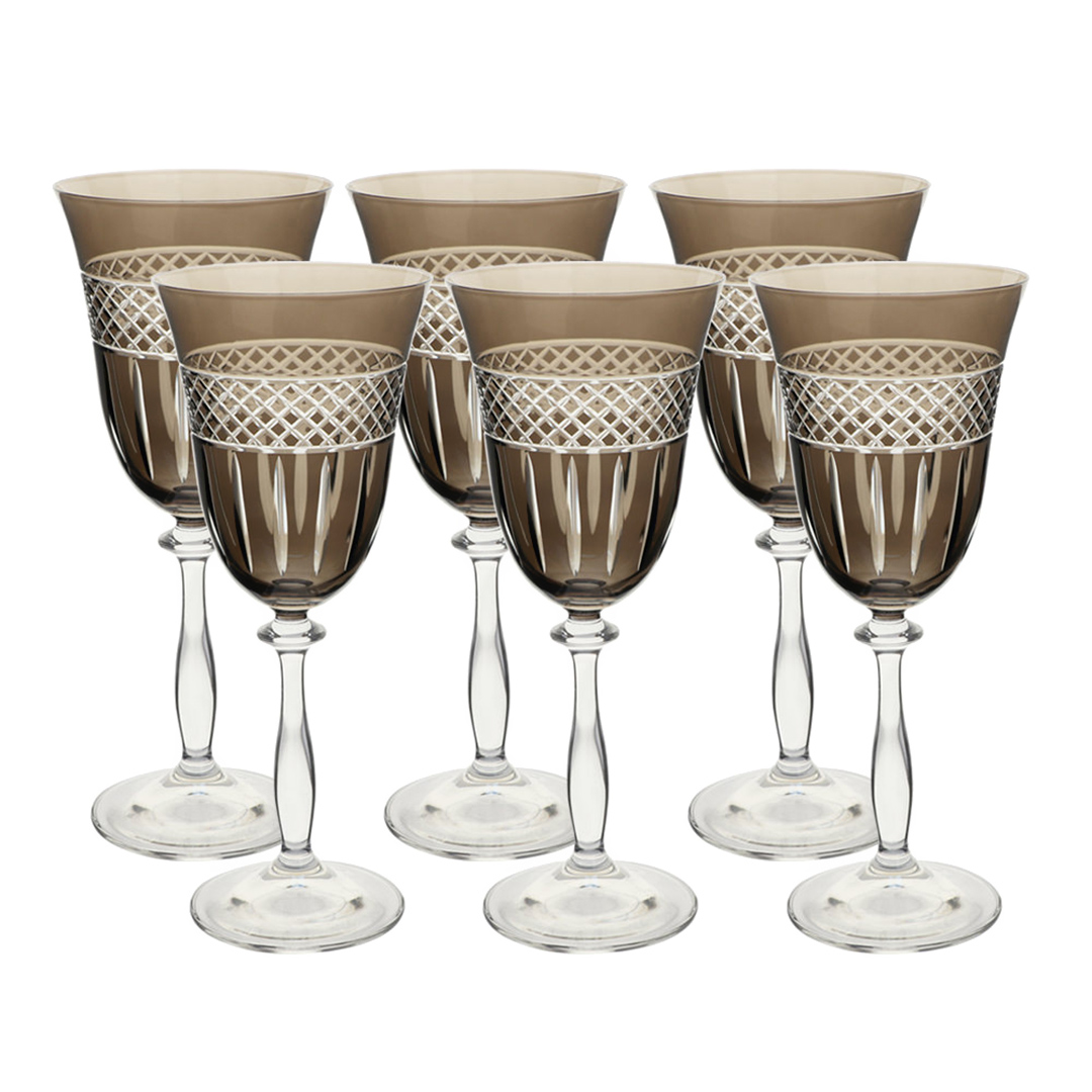 Imagem ilustrativa para Taça para vinho tinto lapidada em cristal ecológico 250ml A21cm cor fumê