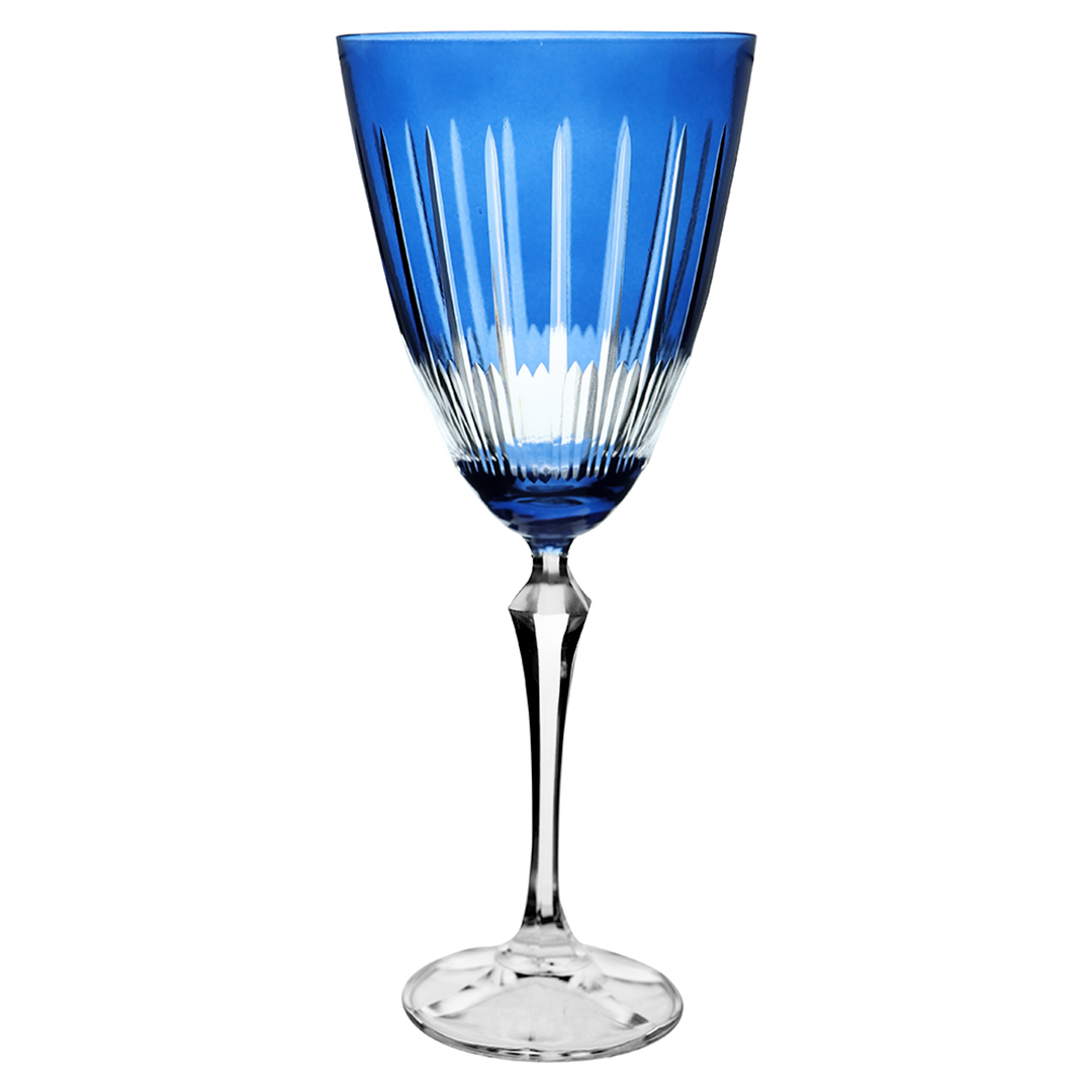 Imagem ilustrativa para Taça para vinho tinto lapidada em cristal ecológico 250ml A22cm cor azul