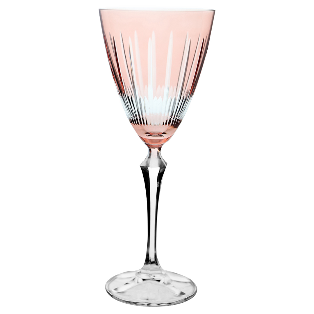 Imagem ilustrativa para Taça para vinho tinto lapidada em cristal ecológico 250ml A22cm cor rosa