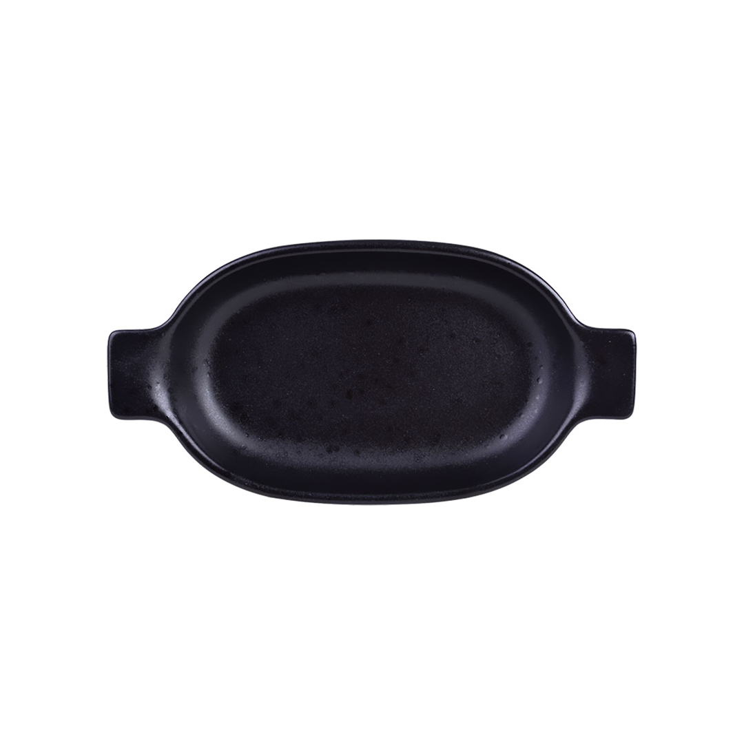 Imagem ilustrativa para Travessa oval em faiança com alça L24,3xP12,3xA3,5cm cor preta