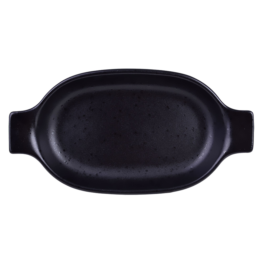 Imagem ilustrativa para Travessa oval em faiança com alça L30,5xP15,5xA4cm cor preta