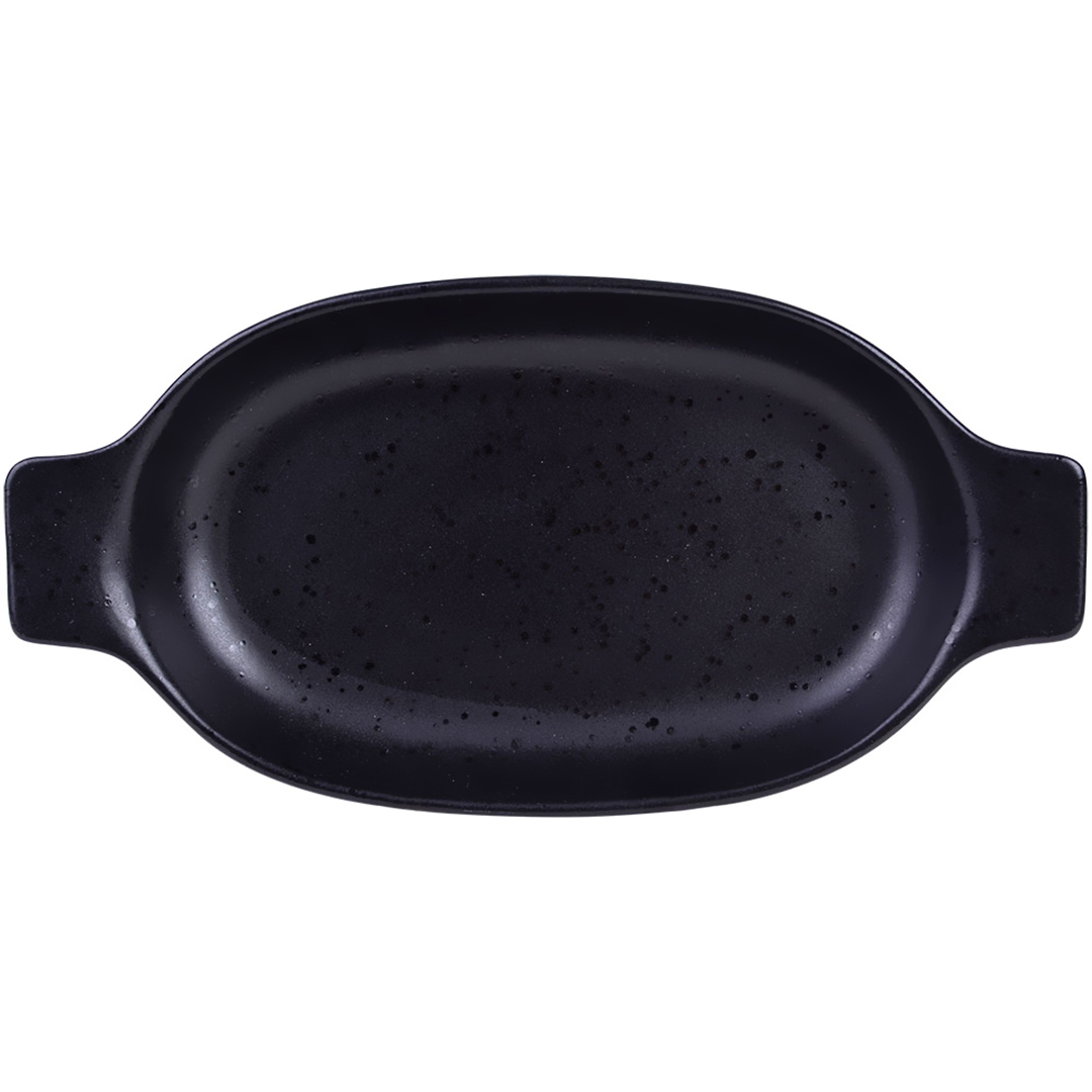 Imagem ilustrativa para Travessa oval em faiança com alça L35xP17,5xA4,5cm cor preta